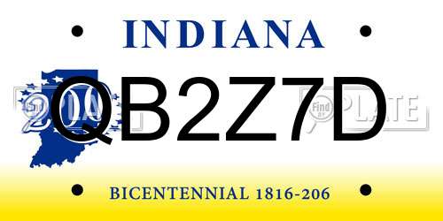 QB2Z7D Indiana License Plate