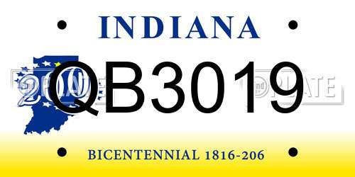 QB3019 Indiana License Plate