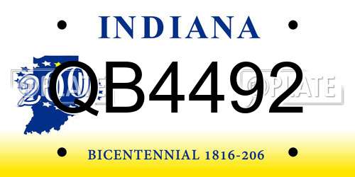 QB4492 Indiana License Plate