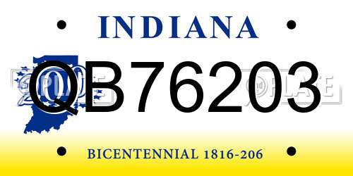 QB76203 Indiana License Plate