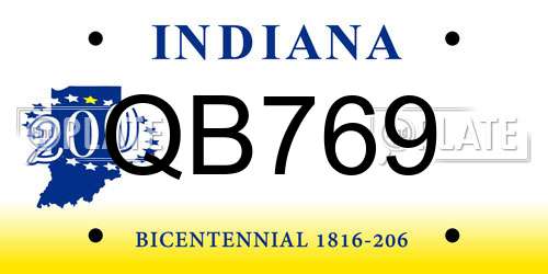 QB769 Indiana License Plate