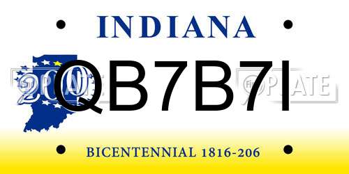 QB7B7I Indiana License Plate