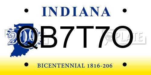 QB7T7O Indiana License Plate