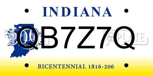 QB7Z7Q Indiana License Plate