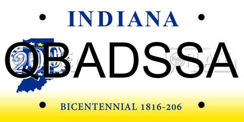QBADSSA Indiana License Plate