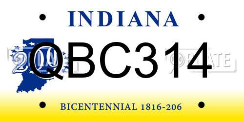 QBC314 Indiana License Plate