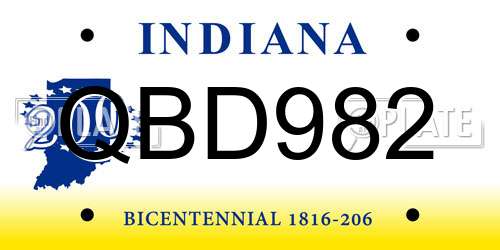 QBD982 Indiana License Plate