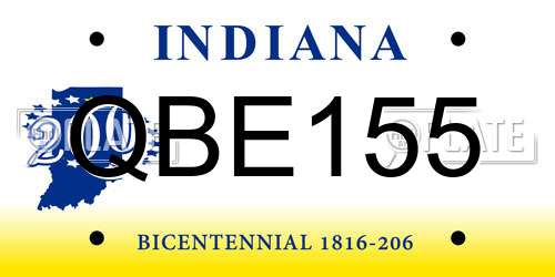 QBE155 Indiana License Plate
