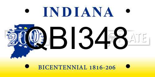 QBI348 Indiana License Plate