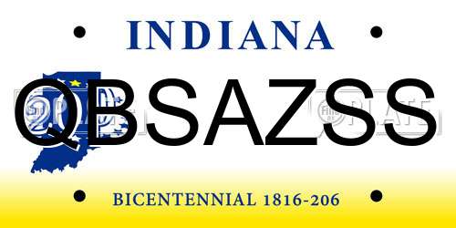QBSAZSS Indiana License Plate