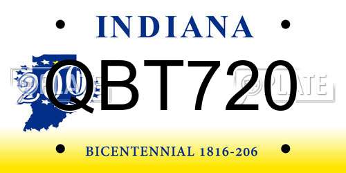 QBT720 Indiana License Plate