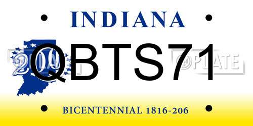 QBTS71 Indiana License Plate