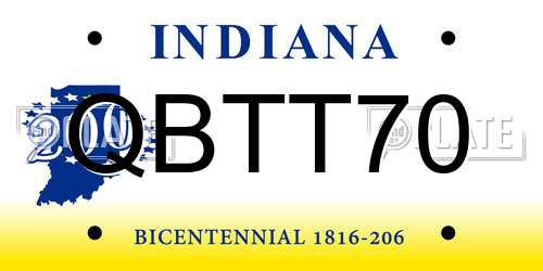 QBTT70 Indiana License Plate