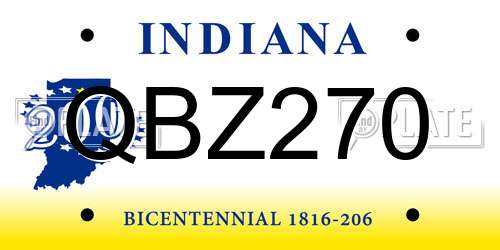 QBZ270 Indiana License Plate
