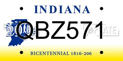 QBZ571 Indiana License Plate