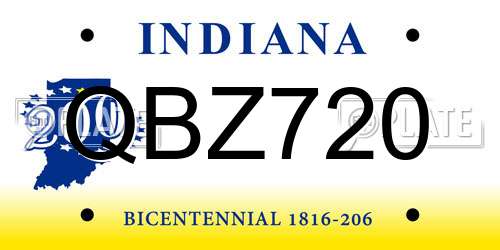 QBZ720 Indiana License Plate