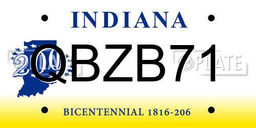 QBZB71 Indiana License Plate