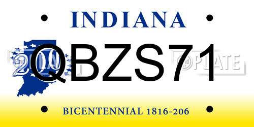 QBZS71 Indiana License Plate