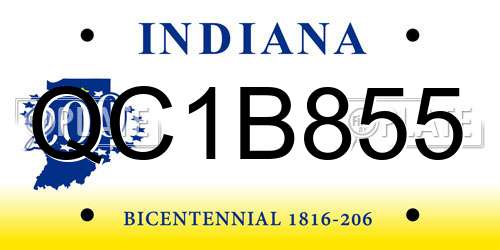 QC1B855 Indiana License Plate