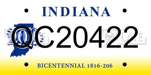 QC20422 Indiana License Plate