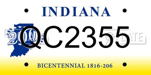 QC2355 Indiana License Plate