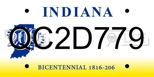 QC2D779 Indiana License Plate