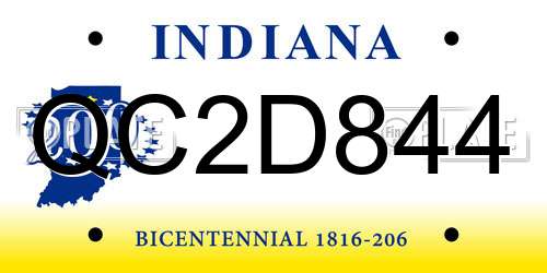 QC2D844 Indiana License Plate