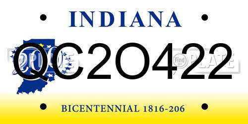 QC2O422 Indiana License Plate