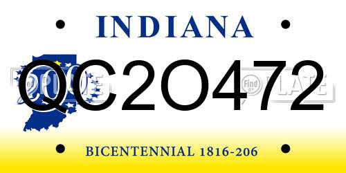 QC2O472 Indiana License Plate