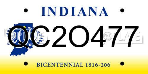QC2O477 Indiana License Plate