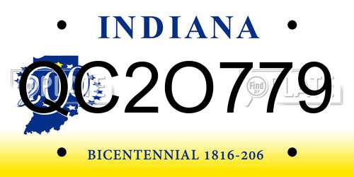 QC2O779 Indiana License Plate