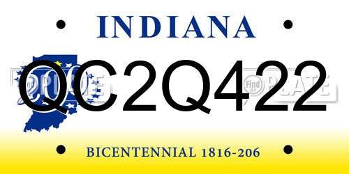 QC2Q422 Indiana License Plate