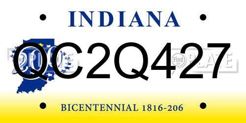 QC2Q427 Indiana License Plate