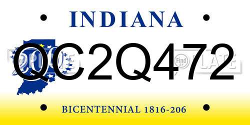 QC2Q472 Indiana License Plate