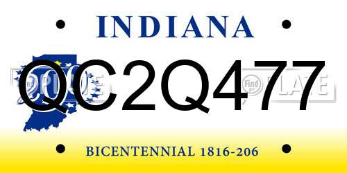 QC2Q477 Indiana License Plate