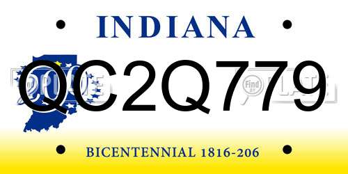 QC2Q779 Indiana License Plate