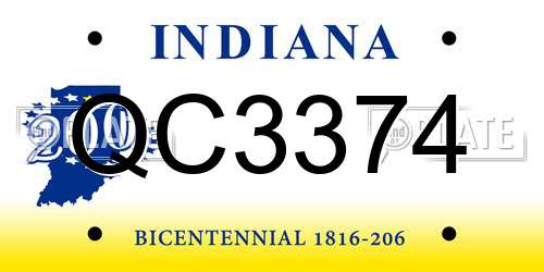 QC3374 Indiana License Plate