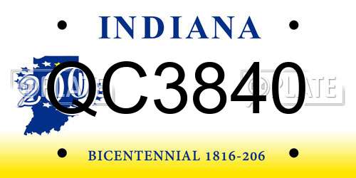 QC3840 Indiana License Plate