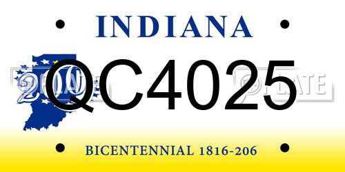 QC4025 Indiana License Plate