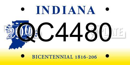 QC4480 Indiana License Plate