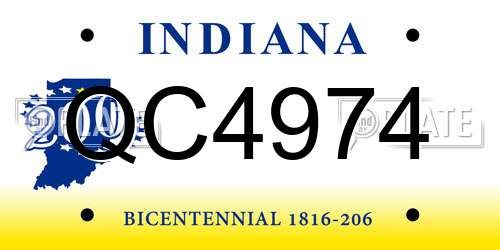 QC4974 Indiana License Plate