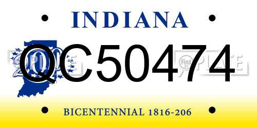QC50474 Indiana License Plate