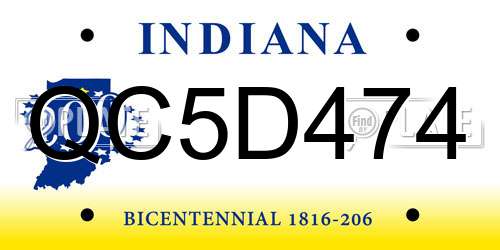 QC5D474 Indiana License Plate