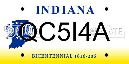 QC5I4A Indiana License Plate