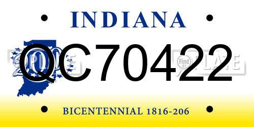 QC70422 Indiana License Plate