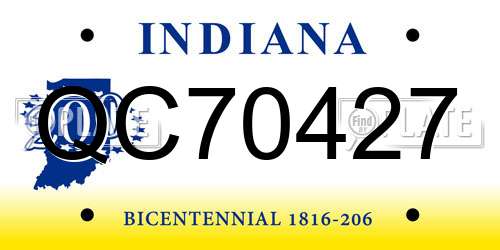 QC70427 Indiana License Plate