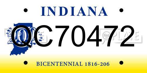 QC70472 Indiana License Plate