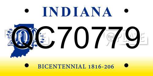 QC70779 Indiana License Plate