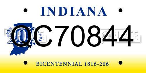 QC70844 Indiana License Plate