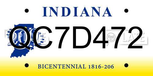 QC7D472 Indiana License Plate